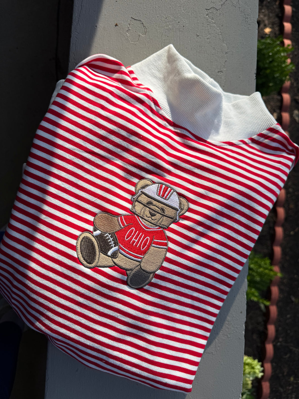 Football Bear Stripe Mockneck