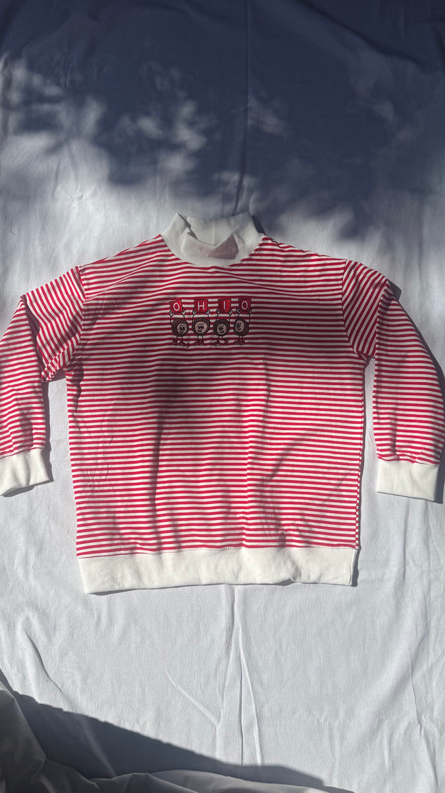 Dancing Buckeyes Stripe Mockneck