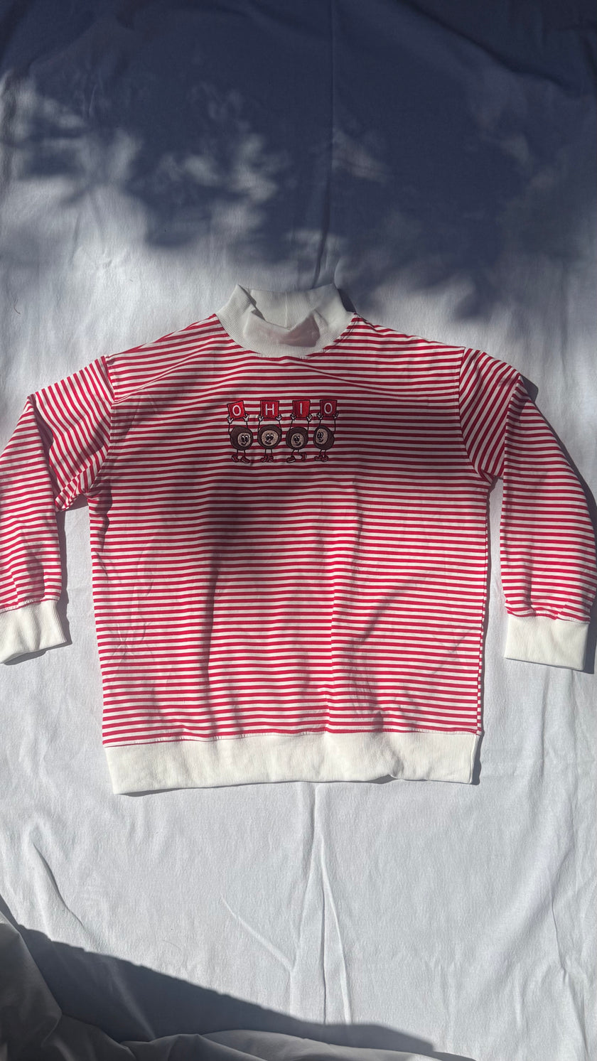 Dancing Buckeyes Stripe Mockneck