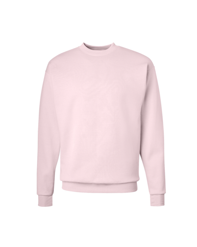 Light pink, relaxed fit crewneck with ribbed cuffs and hem. 