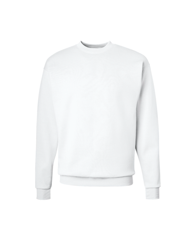White, relaxed fit crewneck with ribbed cuffs and hem. 