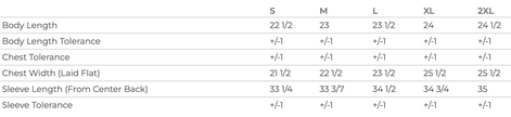 Sizing Chart