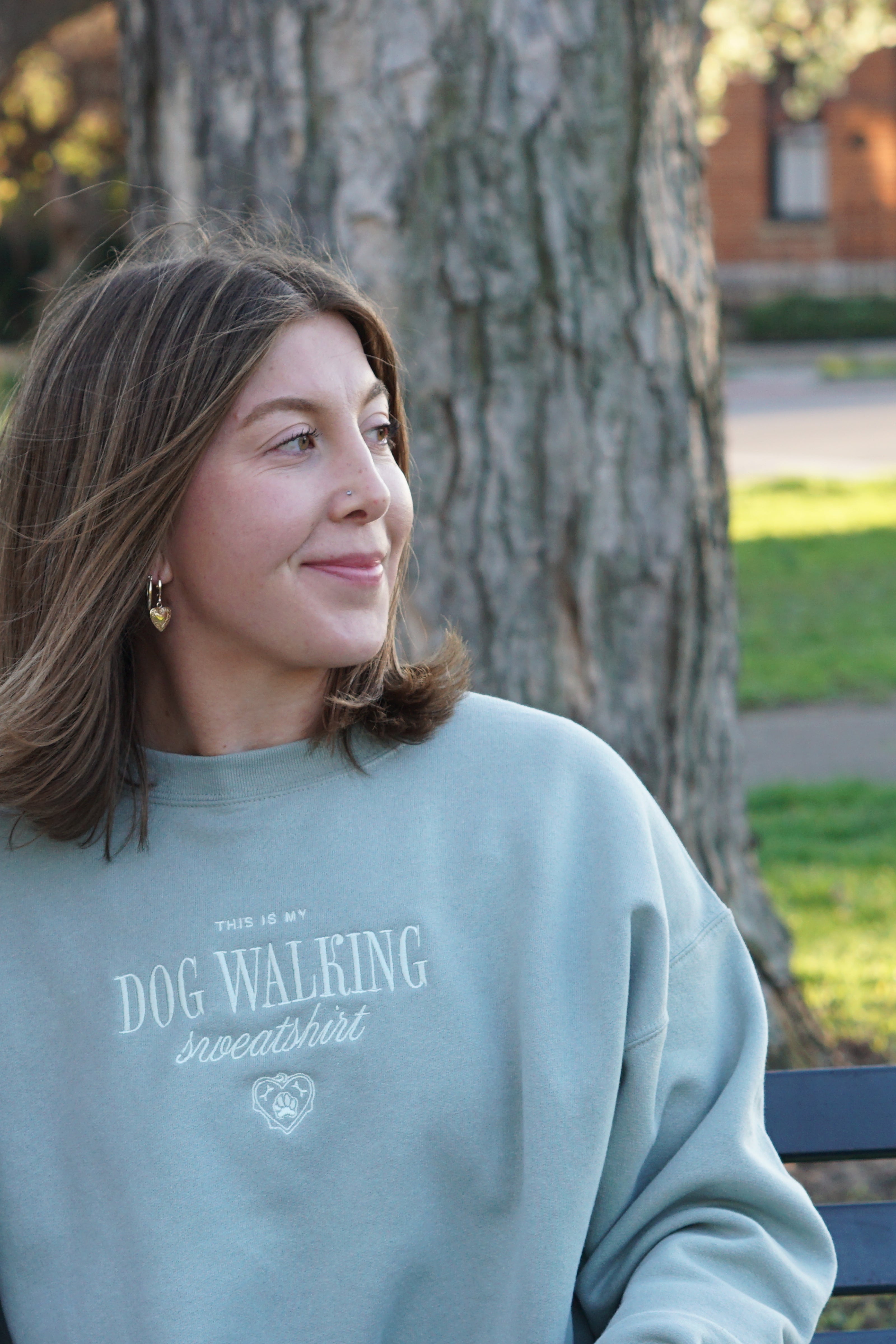 Dog Walking Sweatshirt- Sage Green