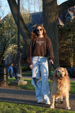 Dog Walking Sweatshirt- Cropped Brown
