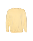 Custom last name crewneck sweatshirt in butter yellow.
