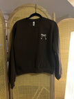Brown embroidered espresso martini crewneck sweatshirt with a minimalist cocktail glass design.