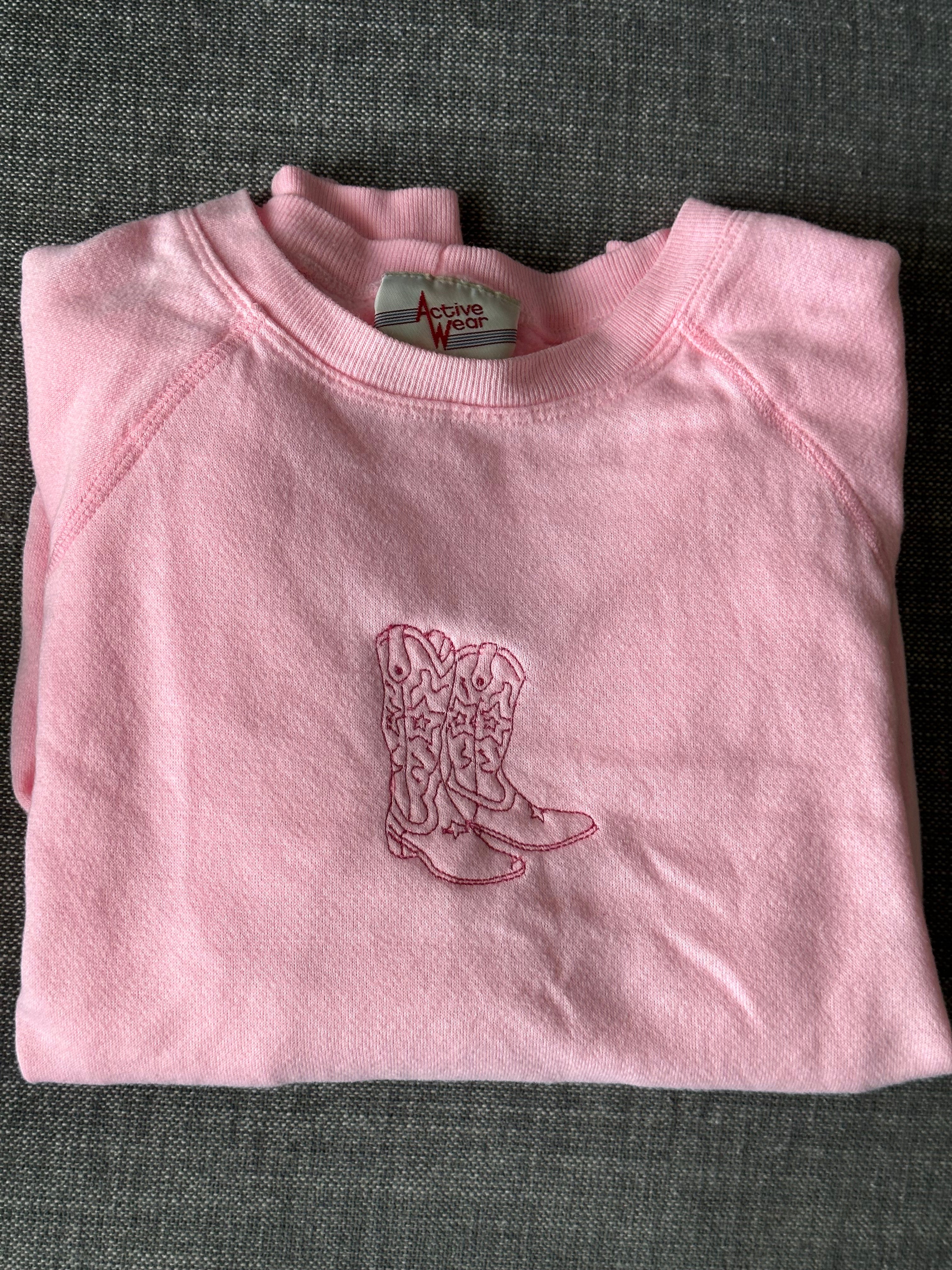 Cowboy Boot Embroidered Crewneck - Western