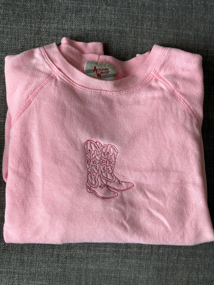 Cowboy Boot Embroidered Crewneck - Western