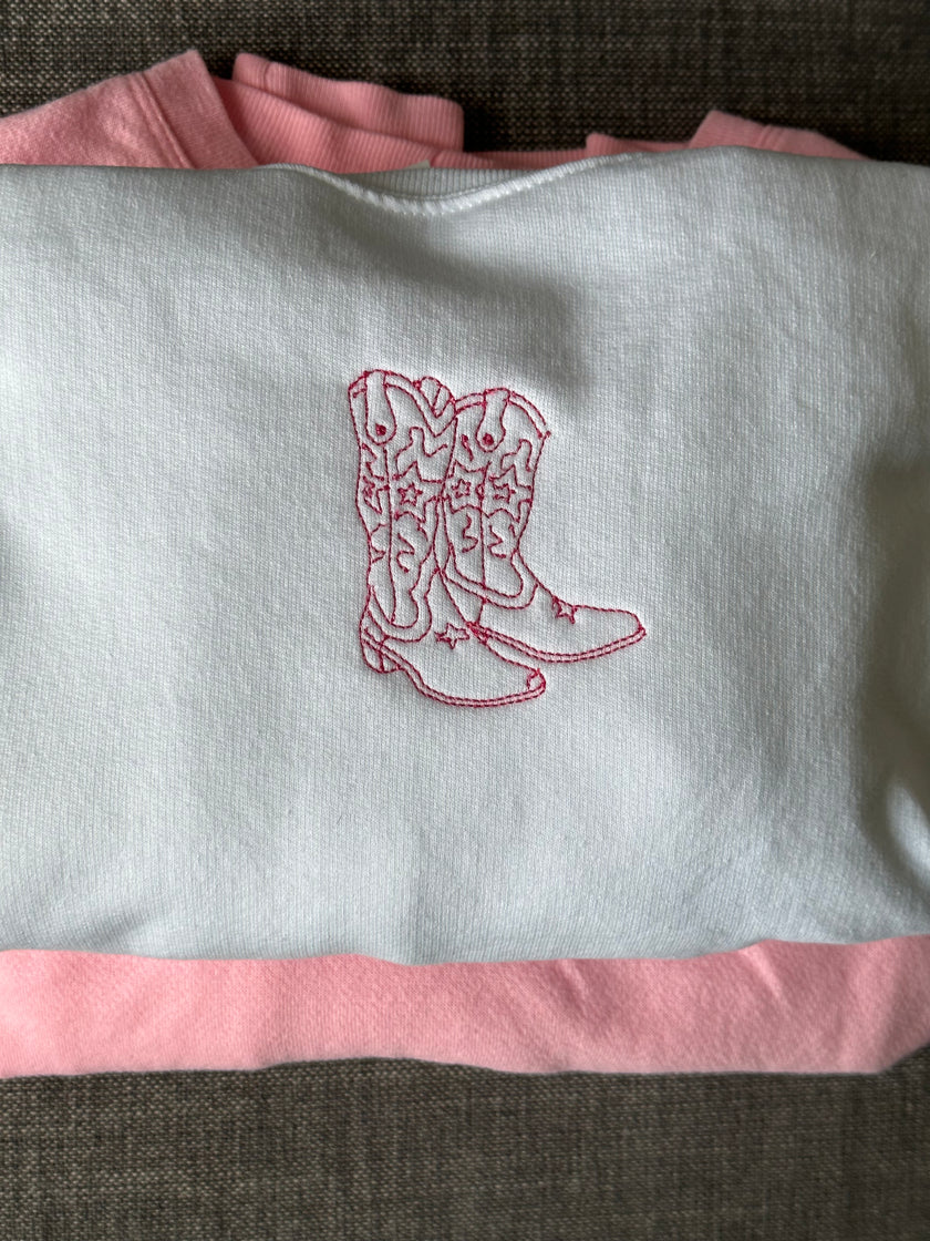Cowboy Boot Embroidered Crewneck - Western