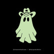 Minimalist illustration of a ghost wearing a cowboy hat on a black background, created for the Capsule Collective Ghost Cowboy embroidered collection.
