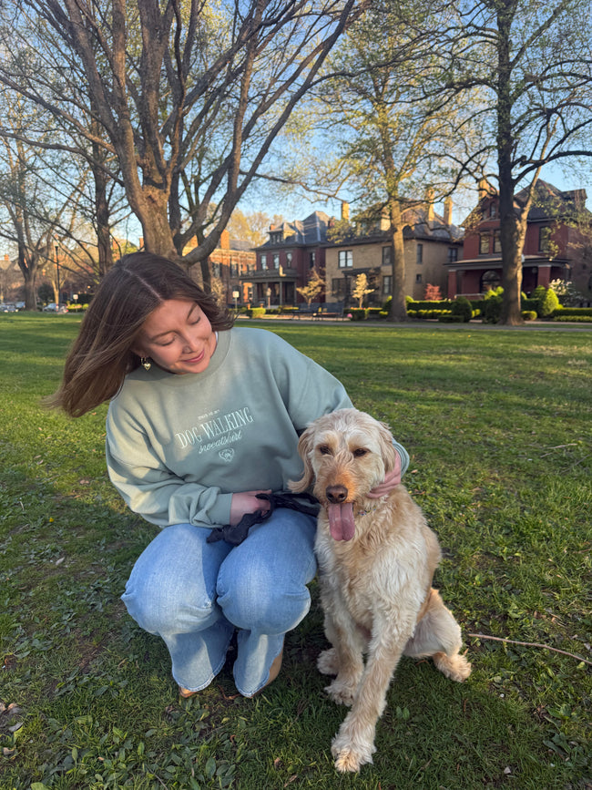 Dog Walking Sweatshirt- Sage Green