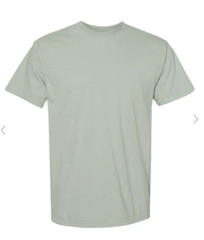 Sage green crew neck T-shirt color option for the personalized Mama embroidered tee.
