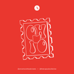 Original Ohio stamp illustration featuring the outline of Ohio on a red background.