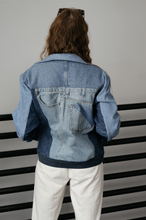 Load image into Gallery viewer, Unisex Original Navy Color Blocked Denim Jacket
