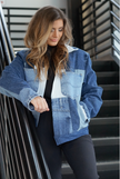 Light Wash Unisex Color Blocked Denim Jacket
