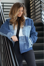 Load image into Gallery viewer, Light Wash Unisex Color Blocked Denim Jacket
